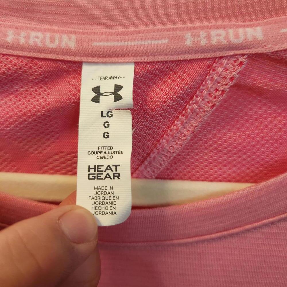 UA Women's HeatGear Fitted Short Sleeve Pink T-Shirt- Size Large - Picture 2 of 6